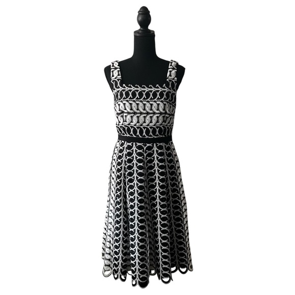 Alex Marie Women 4 Classic Cocktail Black White Embroidered Retro Vintage Dress - Picture 1 of 13
